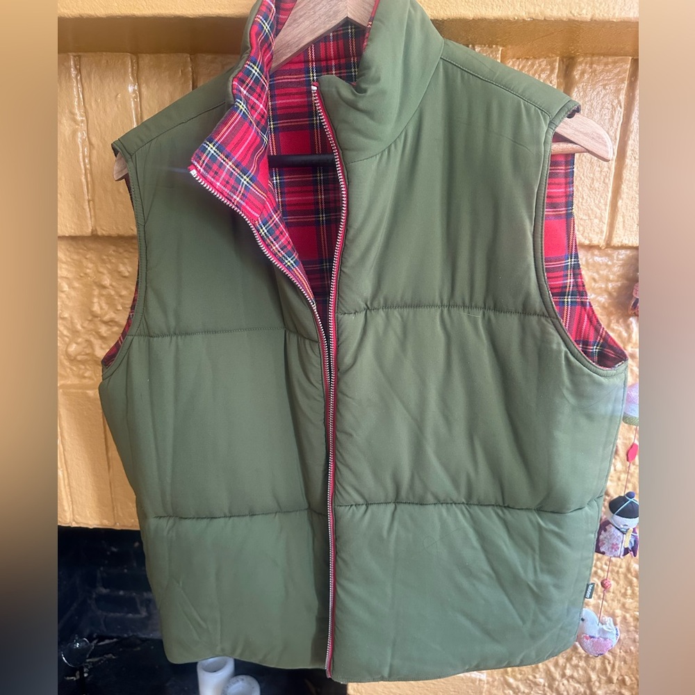 Heaven by Marc Jacobs Olive Vest with Tartan Lining